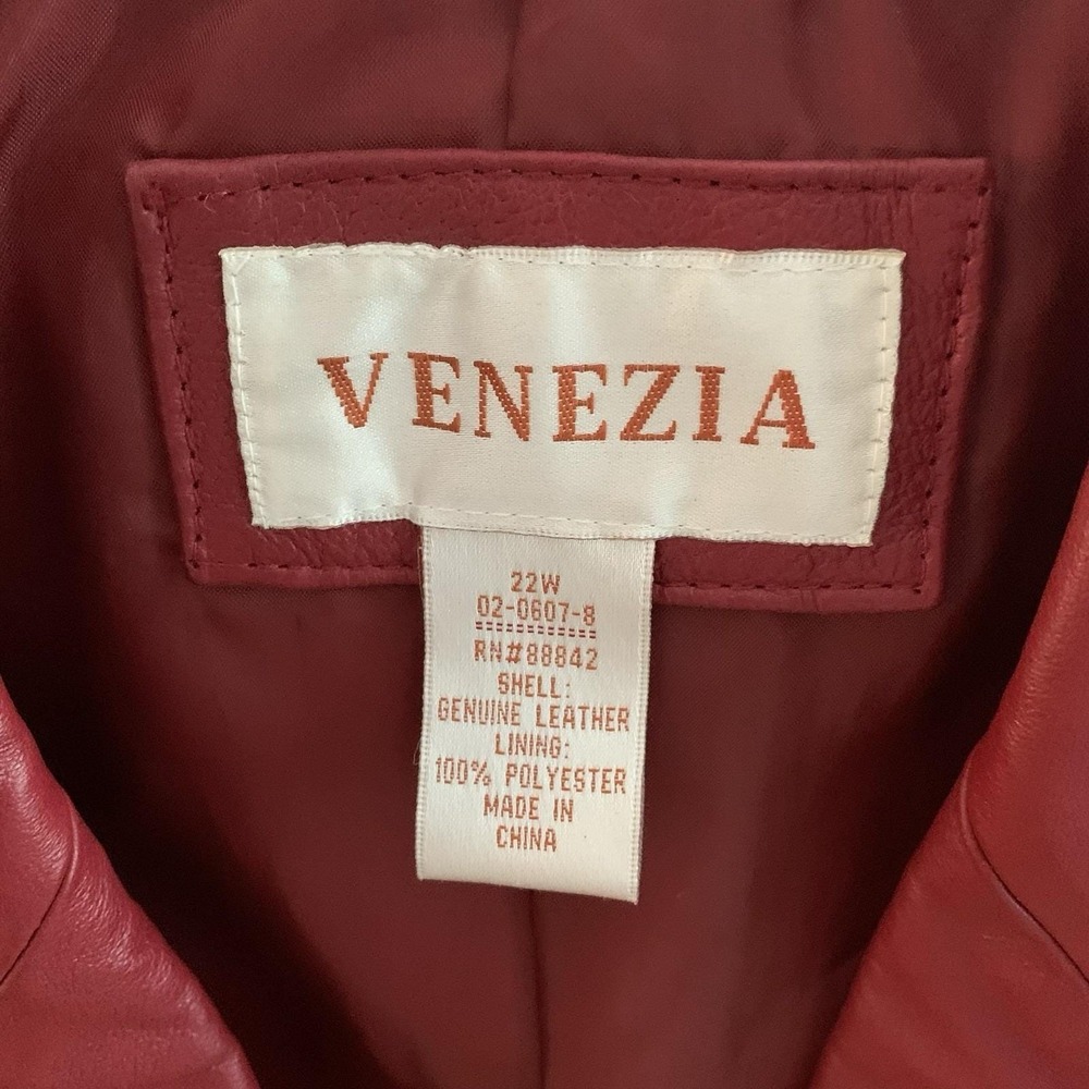 Womens Leather Jacket Red XL Sz 22 New With Tags Vintage Retro Style - Picture 4 of 8